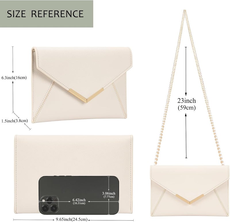 DEXMAY DM Dexmay Women Envelope Clutch Handbag Medium Saffiano Leather Foldover Clutch Purse - Image 3